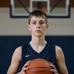 a portrait of a teenage basketball player with short hair by jozsef borsos
