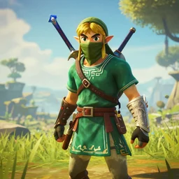 in game footage of a ninja from the legend of zelda breath of the wild, breath of the wild art style.
