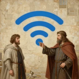a medieval painting of the wifi not working