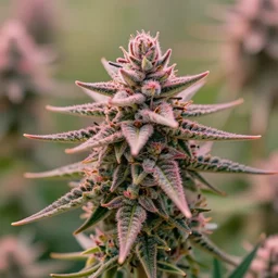 close up of pink weed plant, cinematic look, god lighting, 4 k majestic looking