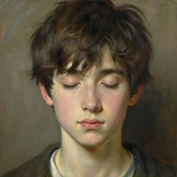 detailed portrait of serene anime boy raphael, closed eyes, natural light, painting by gaston bussiere, craig mullins, j. c. leyendecker