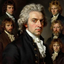 a portrait of mozart by wayne barlowe, gustav moreau, goward,  Gaston Bussiere and roberto ferri, santiago caruso, and austin osman spare, ((((occult art))))