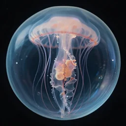 the world inside a jellyfish, symmetrical, highly detailed, digital art, sharp focus, skeleton, trending on art station