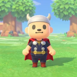 Film still of Thor, from Animal Crossing: New Horizons (2020 video game)