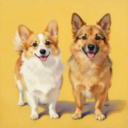 turuncu arka plan ustunde iki kedi pinpon oynuyorlar, oil painting