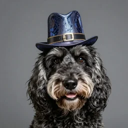 stunning portrait of a springer spaniel wearing a fancy hat