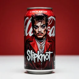 a new can of coke with rick astley with slipknot in the can, commercial, ad, advertisment