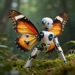 a highly detailed photo of a robot butterfly in the nature, octane render, cinematic, volumetric lighting, dslr
