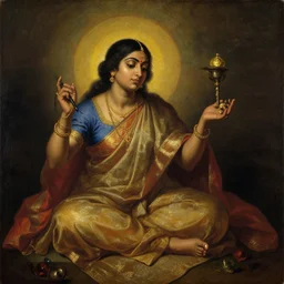 srilankan woman worshipping old cunning as prophet, painting by gaston bussiere, craig mullins, j. c. leyendecker, lights, art by ernst haeckel, john william godward, hammershøi,,