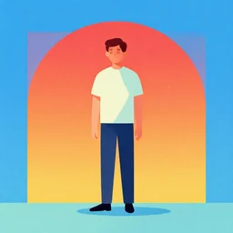 colorful, ( ( dither ) ), editorial illustration. of a lone man standing in habitat 6 7, burning, smoke, modern art deco,, mads berg, karolis strautniekas, halftone dots, rich grainy texture, finely detailed, dynamic composition, wide angle, risograph, unreal engine, ( ( sunbeams ) ), fog