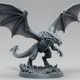 a warhammer miniature of a zombified wyvern with huge wings. high quality. grey plastic, close - up photography. highly detailed. undead army. octane render.