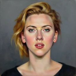 a beautiful portrait of scarlett johansson painted by lucian freud