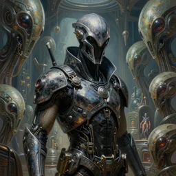realistic intricate detailed painting of a elite slayer upclose in a room full of alien pods, blade runner, sf, art by zdzislaw beksinski, craig mullins, mohrbacher, zaha hadid, hiraku tanaka, exuberant, elegant, dramatic volumetric lighting, extravagant, cgsociety, golden ratio, ambient key art, octane render, unreal engine, weta, micro detail 3 d sculpture, structures ray tracing, 8 k, award winning