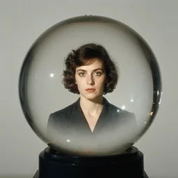 Sergio Larraín photograph of woman in glass sphere, criterion collection, 1930, claude cahun