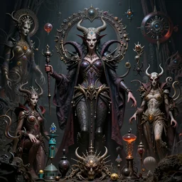 beautiful evil fantasy character portrait, ultra realistic, wide angle, intricate details, the fifth element artifacts, highly detailed by peter mohrbacher, hajime sorayama, wayne barlowe, boris vallejo, aaron horkey, gaston bussiere, craig mullins