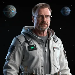 3 d render of walter white in space, 4 k image, space themed
