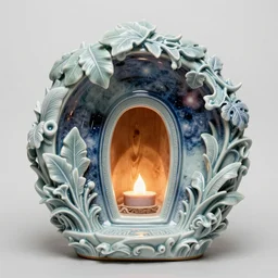the utopia portal highly detailed carving on southern ice porcelain, partially spacey crystallized, leaves, nebulas, woodfired, art gallery