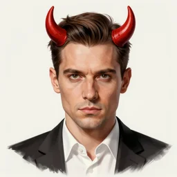 an intricate illustration of a portrait of a man who is devil's advocate