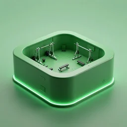 photograph of a gym build on a bunker, cinematographic, sharp focus, elegant, green light
