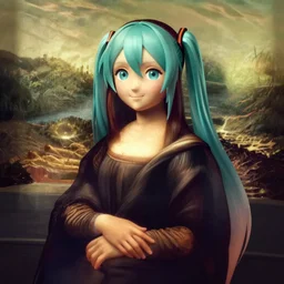 Hatsune Miku (vocaloid) as Mona Lisa by Leonardo da Vinci