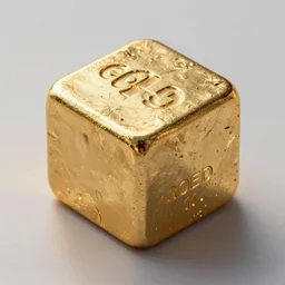 giant chunk of gold shaped like cube, sunlight, f - stop, high quality photography,