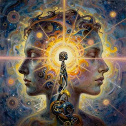 energy of the body always goes somewhere, the dead are still here, art by philippe druillet and arthur suydam and jeffrey catherine jones, oil painting, front lighting first - person view telephoto lens, fractalism, vaporwave, profile picture, dadaism