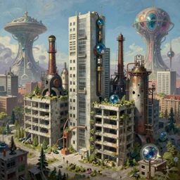 a beautiful very detailed painting of treasury urbex industrial architecture nature abandoned architecture city building unfinished building by alejandro aravena, fantasy gem postcyberpunk magic realism bioshock steampunk biopunk extraterrestial atlantis, archdaily, wallpaper, highly detailed, trending on artstation.