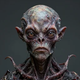 realistic portrait of a creature experiment gone wrong, dark art, facing camera, photo realistic, detailed, 1 4 5 0, delicate, hyper realism, ultra realistic, 8 k