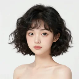 beautiful cottagecore of a girl with short black curly hair, round face. Clean background.  elegant. highly detailed, sharp, focus, illustration. Photo by Brian Ingram