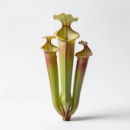 golden pitcher plant, high detail photograph, full body, isolated on a pure white background, centered, entire subject in frame, sharp focus, soft studio lighting