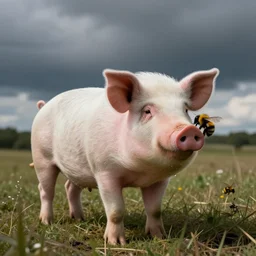 a pig and bumblebee hybrid ， real photo