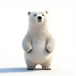 tiny polar bear, stylized pixar-style 3d render, full body, isolated on a pure white background, centered, entire subject in frame, sharp focus, soft studio lighting
