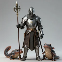 hyperrealistic mutant human salamander medival warrior