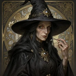 old witch, deep focus, d & d, fantasy, intricate, elegant, highly detailed, digital painting, artstation, concept art, matte, sharp focus, illustration, hearthstone, art by artgerm and greg rutkowski and alphonse mucha