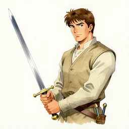 a watercolor ink painting of a warmage holding an executioner's sword in the style of jean giraud in the style of moebius trending on artstation deviantart pinterest detailed realistic hd 8 k high resolution