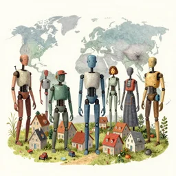 slowly but surely the ai humanoids were taking over the world. they were taking our jobs, they were taking our homes by greg rutkowski, artgem