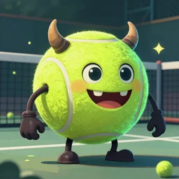 a tennis ball monster ,tennis ball, demon, digital art, fantasy, magic, trending on artstation, ultra detailed, professional illustration by Basil Gogos