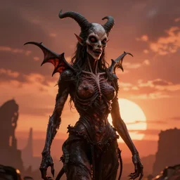 the unconscious love of satan, hr giger moebius style, scary, horrific, hyperrealistic, 8 k, hdr, octane render, sunrise in hell background, volumetric lighting, highly detailed - h 9 6 0