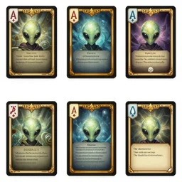 different designs of cards from a new alien card game. Pinterest , concept art , assets , game