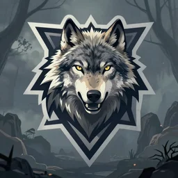 4k a wolf artistic render gaming logo style surreal