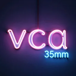 neon sign that spells vca photo 3 5 mm