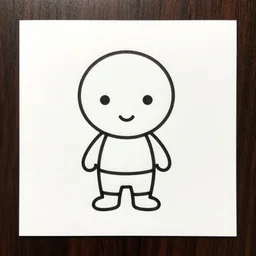kiddy drawing, minimalistic, drawn personage in style of gabo mendoza