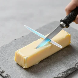 stick of butter being cut with a light saber, 5 0 mm, beautiful photo