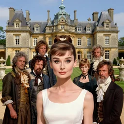 a mix of of lily cole, anya taylor - joy and audry hepburn, tiara, 1 8 th century manor, hyperrealism photorealism, 8 k, hdr, unreal engine 5, octane render, photorealistic, extremely detailed, intricate, in the style of mark ryden, lostfish, earl nore, hyung tae, frank frazetta