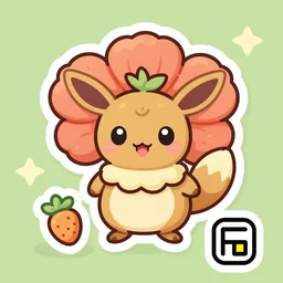 cute miss mascot ceriflor ceriflor cherrim food sticker art, cronobreaker, beeple game icon