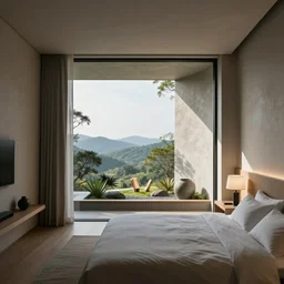 A bedroom designed by Tadanori Yokoo, architectural render
