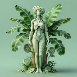 ultra realistic illustration, cinema 4 d art, banana plants drawing, jade background, elegant, highly detailed, digital painting, concept art, intricate, anatomical correctly body, swirl, smooth, sharp focus, illustration, art by artgerm and greg rutkowski and alphonse mucha