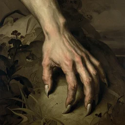 strong hand with long claws, by gustave dore