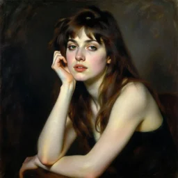 lea seydoux painted by tamara lempicka, aristocratic pose, high contrast, painting, portrait