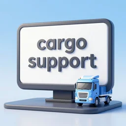 sign with 'cargo support', computer, high tech, trucks, mobility